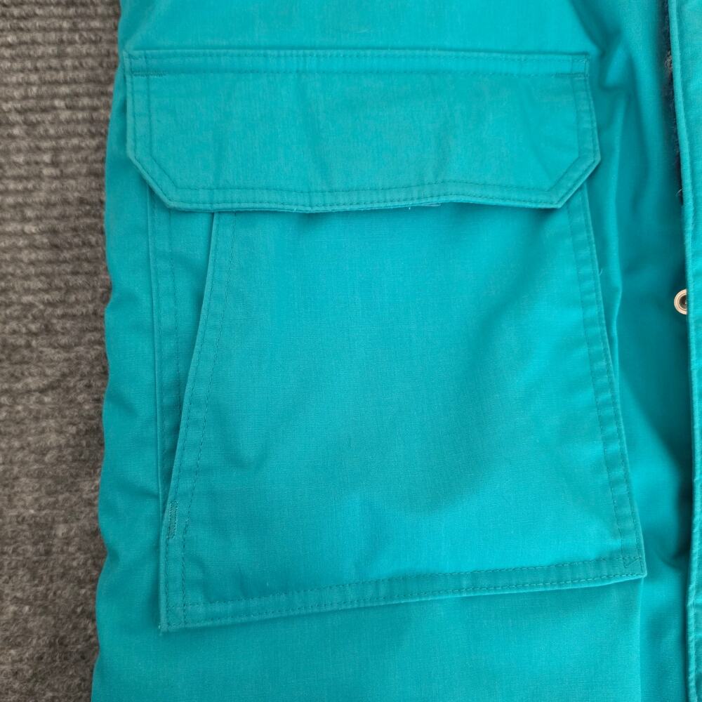 L.L. Bean Women's XL Baxter State Parka Jacket Teal Plaid Wool Lined Hooded USA - Picture 5 of 10